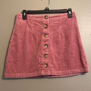 Forever 21 pink corduroy mini skirt button front size small